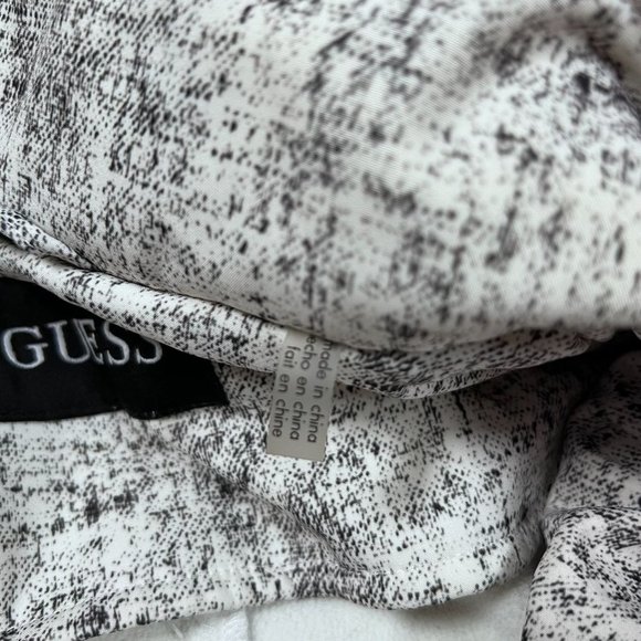 Guess Coat Womens Med White Grey Speckled Hooded Jacket Warm Full Zip Moto - Picture 15 of 16